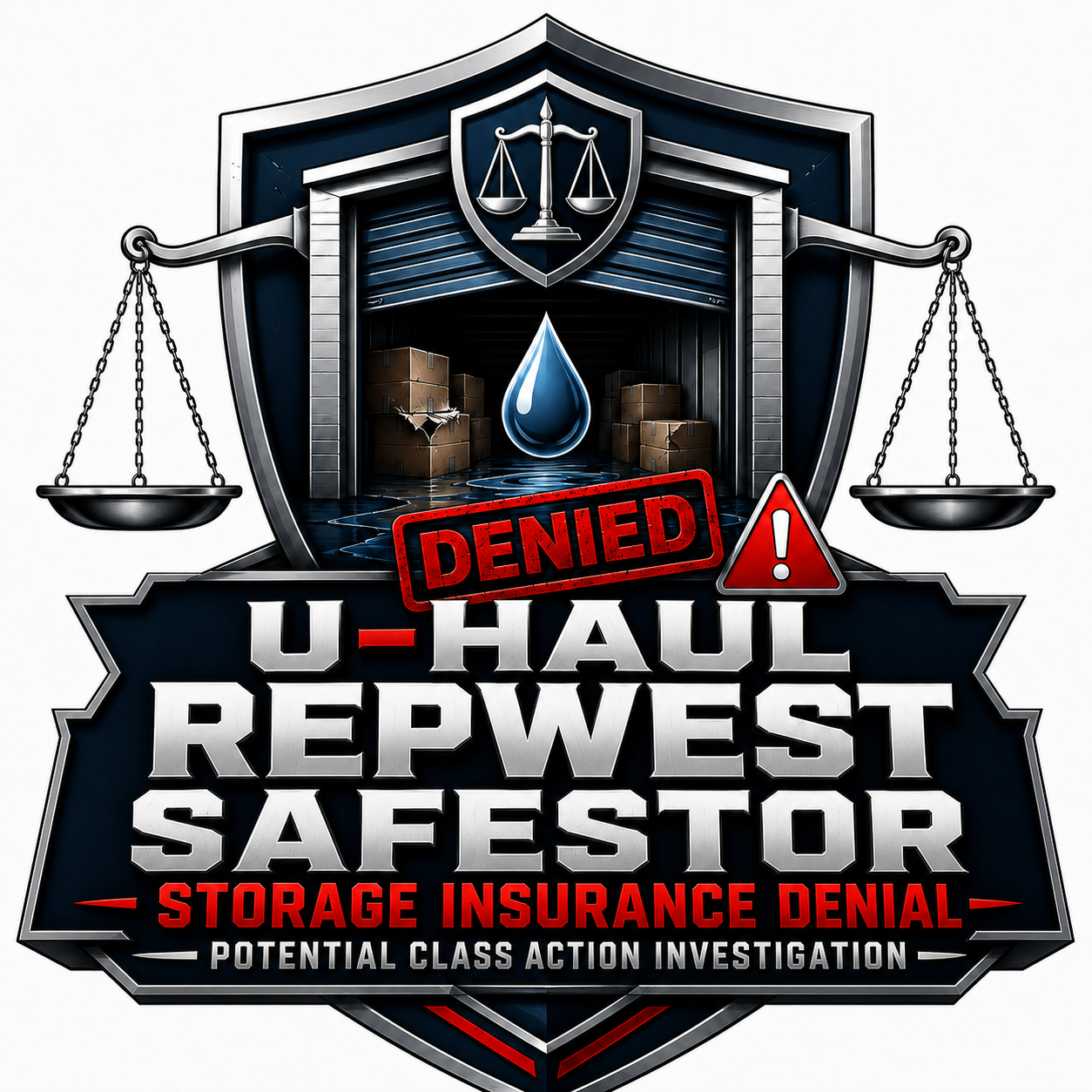 Storage insurance denial investigation emblem
